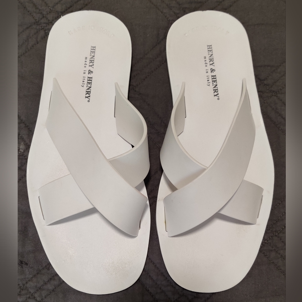 Men's White Rubber Slides Sandals